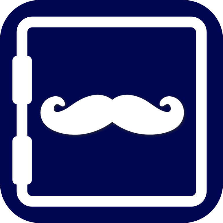 Safestache logo with a moustache in the middle